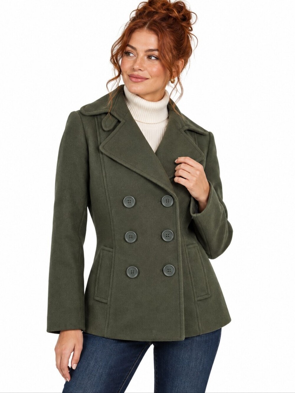 BP Olive Green Double Breasted Peacoat Jacket Size M (juniors) Nordstrom Classic